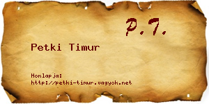 Petki Timur névjegykártya